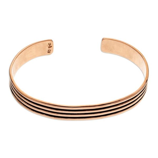 Alternate image for Copper Cuff Bracelet with Stripes Made in Mexico Streaky Charm
