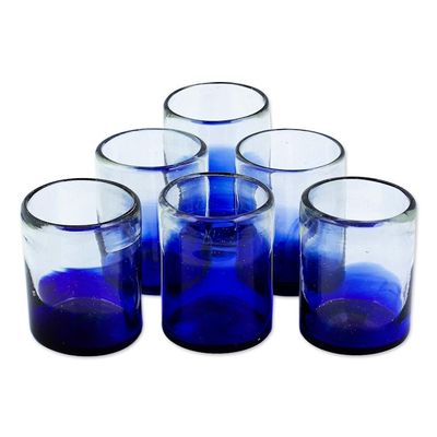 Alternate image for Eco-Friendly Handblown Ombre Blue Juice Glasses Set of 6 Jalisco Blue
