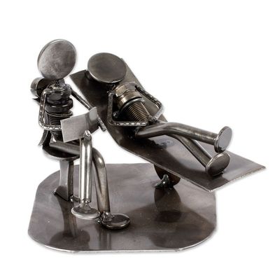 Alternate image for Unique Recycled Metal Eco Sculpture from Mexico Rustic Psychotherapist
