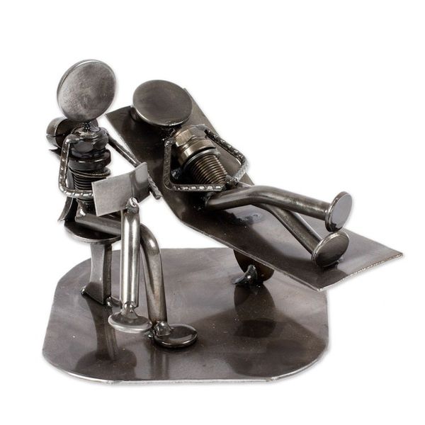 Alternate image for Unique Recycled Metal Eco Sculpture from Mexico Rustic Psychotherapist