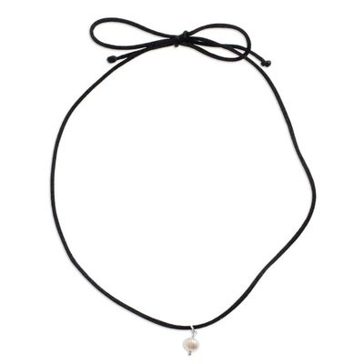 Alternate image for Mexican Pendant Necklace with Cultured Pearl and Silk Cord Merry Pearl