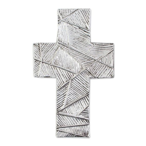 Alternate image for Wall Cross in Oxidized Crosshatched Aluminum Repousse Mexican Belief