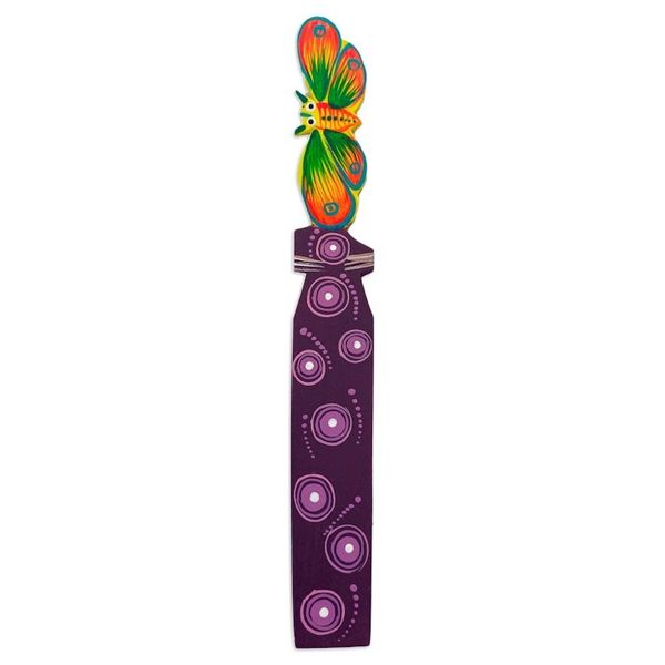 Alternate image for Mexican Artisan Painted Butterfly Copal Wood Bookmark Reading Butterfly
