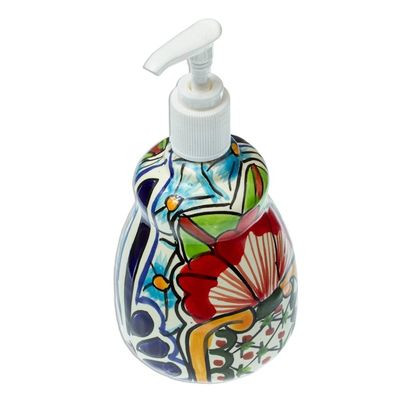 Alternate image for Talavera-Style Ceramic Liquid Soap Dispenser Talavera Bouquet