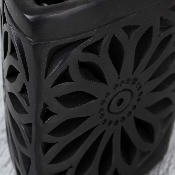 Alternate image for Oaxaca Barro Negro Triangular Floral Ceramic Pencil Holder Oaxacan Dusk