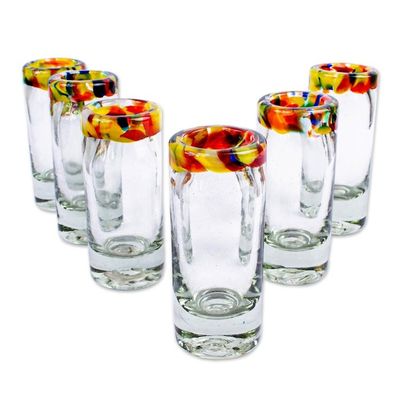 Alternate image for Handcrafted Blown Glass Tequila Shot Glasses Set of 6 Confetti Path