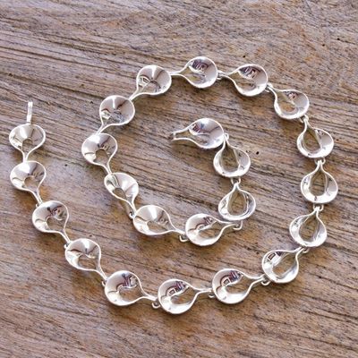 Alternate image for Hand Crafted Sterling Silver Modern Jewelry Set Shining Dewdrops