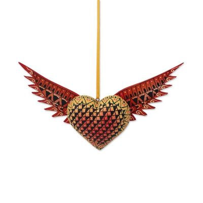 Alternate image for Copal Wood Heart Shaped Ornament from Mexico Wings of the Heart