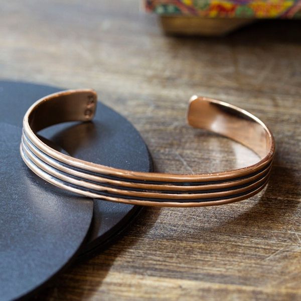 Alternate image for Copper Cuff Bracelet with Stripes Made in Mexico Streaky Charm