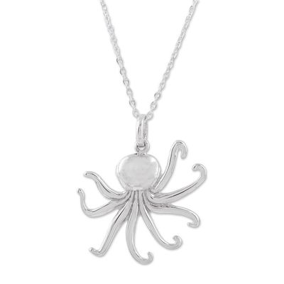 Alternate image for Sterling Silver Octopus Pendant Necklace from Mexico Beneath the Waves