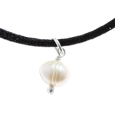 Alternate image for Mexican Pendant Necklace with Cultured Pearl and Silk Cord Merry Pearl