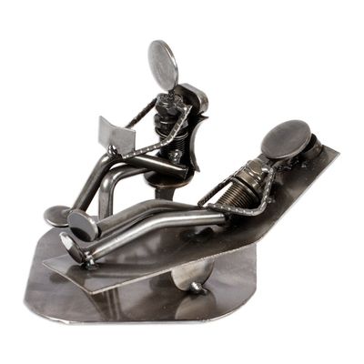 Alternate image for Unique Recycled Metal Eco Sculpture from Mexico Rustic Psychotherapist
