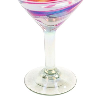 Alternate image for Pair of Eco-Friendly Red and White Handblown Martini Glasses Majestic Enchantment