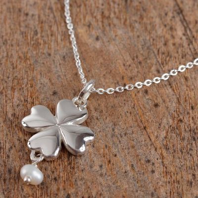 Alternate image for Taxco Cultured Pearl Heart Pendant Necklace from Mexico Saint Patricks Love