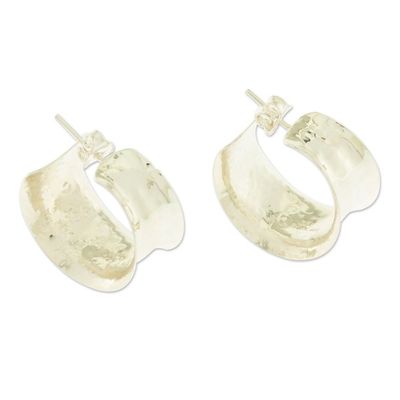 Alternate image for Mexican Sterling Silver Half-hoop Earrings Made in Taxco Timeless Style