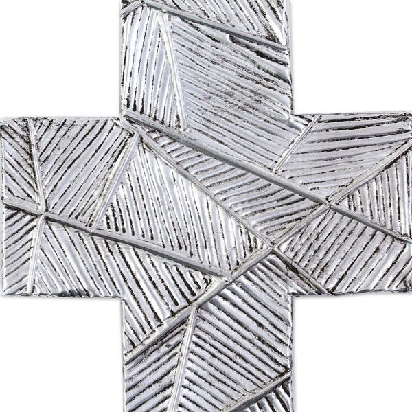 Alternate image for Wall Cross in Oxidized Crosshatched Aluminum Repousse Mexican Belief