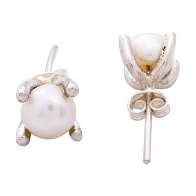 Alternate image for Classic Cultured Pearl Stud Earrings Splendid Moon