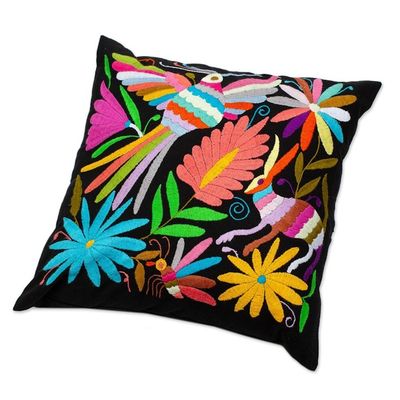 Alternate image for Tenango Style Embroidered Cushion Cover With Zipper Tenango Night