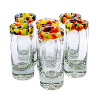 Alternate image for Handcrafted Blown Glass Tequila Shot Glasses Set of 6 Confetti Path