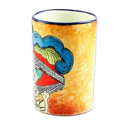 Alternate image for Ceramic Catrina Vase Hand Painted in Mexico Brilliant Catrina