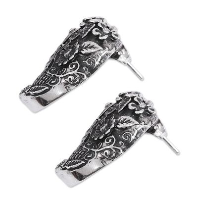 Alternate image for Catrina Skull Sterling Silver Drop Earrings from Mexico Catrina Flowers
