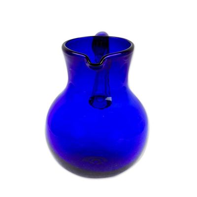 Alternate image for Eco-Friendly Cobalt Blue Handblown Recycled Glass Pitcher Chic Cobalt