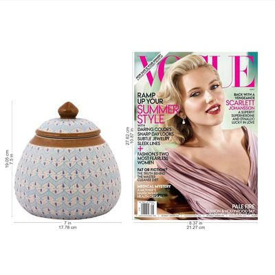 Alternate image for Blue Chevron Motif Ceramic Round Decorative Jar Chevron Tears