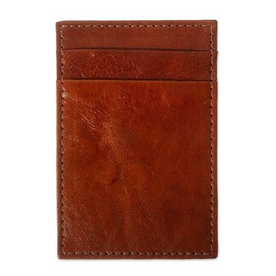 Alternate image for Slender Brown Leather Card Holder Wallet Travel Smart in Brown