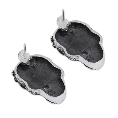 Alternate image for Catrina Skull Sterling Silver Drop Earrings from Mexico Catrina Flowers