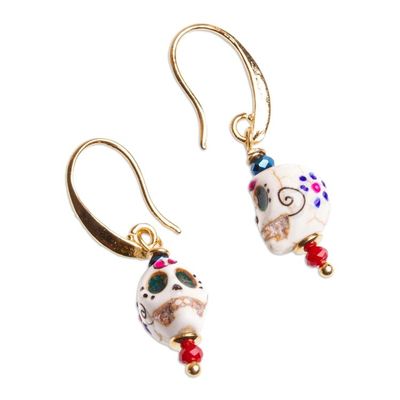 Alternate image for Skull Motif Dangle Earrings Smiling Calavera