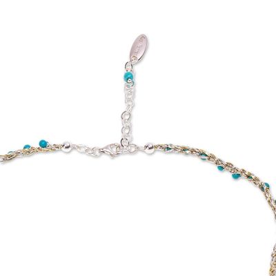 Alternate image for Turquoise Bead Necklace and Earring Set from Mexico Flower in Gold