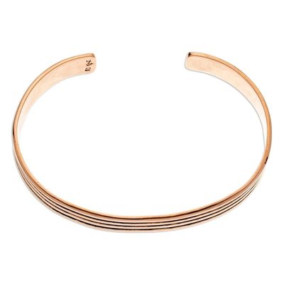 Alternate image for Copper Cuff Bracelet with Stripes Made in Mexico Streaky Charm