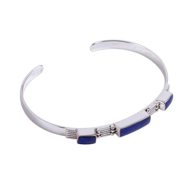 Alternate image for Taxco Lapis Lazuli Cuff Bracelet from Mexico Rectangular Blue