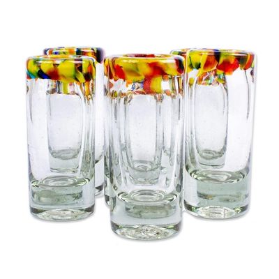 Alternate image for Handcrafted Blown Glass Tequila Shot Glasses Set of 6 Confetti Path