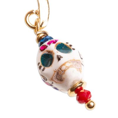 Alternate image for Skull Motif Dangle Earrings Smiling Calavera