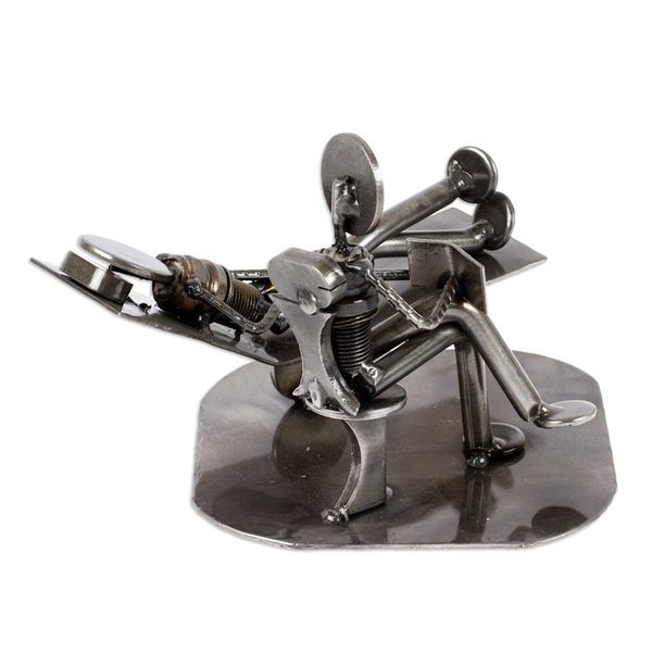 Alternate image for Unique Recycled Metal Eco Sculpture from Mexico Rustic Psychotherapist