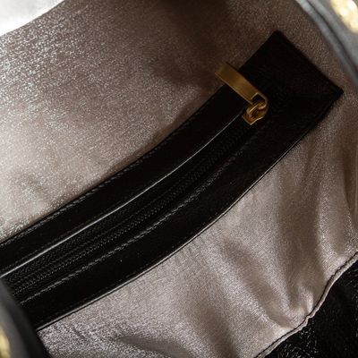 Alternate image for Handcrafted Black Leather Hobo-Style Boho Chic Shoulder Bag Relaxed Chic in Black