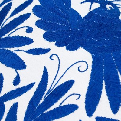 Alternate image for Blue Embroidered Mexican Manta Throw Pillow Cushion Cover Tenango in Blue