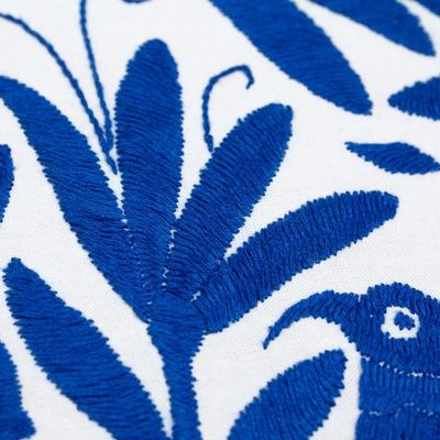 Alternate image for Blue Embroidered Mexican Manta Throw Pillow Cushion Cover Tenango in Blue