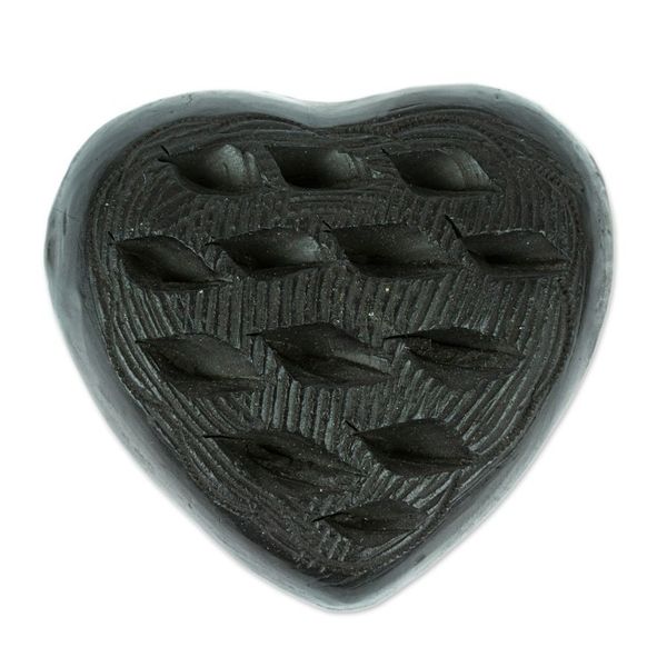 Alternate image for Barro Negro Black Ceramic Mini Jewelry Box Crafted in Mexico Heart Flakes
