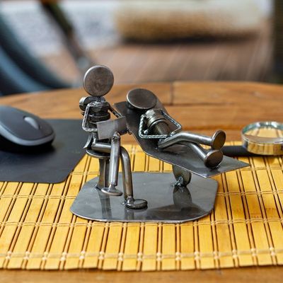 Alternate image for Unique Recycled Metal Eco Sculpture from Mexico Rustic Psychotherapist