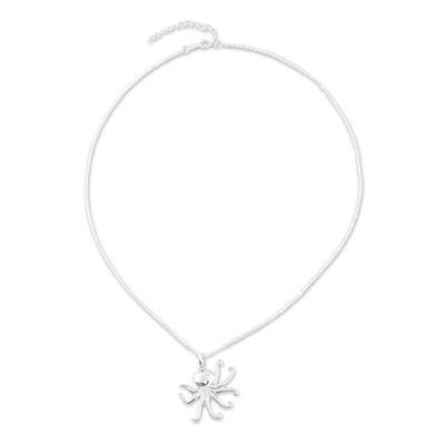 Alternate image for Sterling Silver Octopus Pendant Necklace from Mexico Beneath the Waves