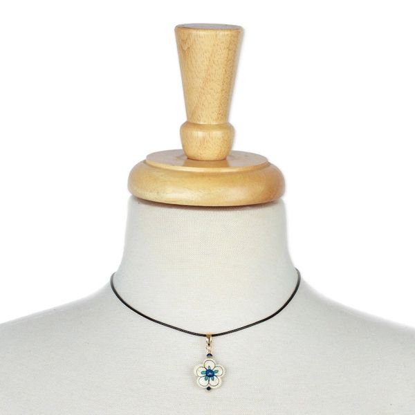 Alternate image for Gold-Accented Floral Howlite Pendant Necklace in Blue Hues Imagination Bloom