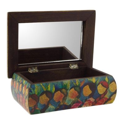Alternate image for Huichol Women on Wood Decoupage Jewelry Box with Mirror Huichol Women