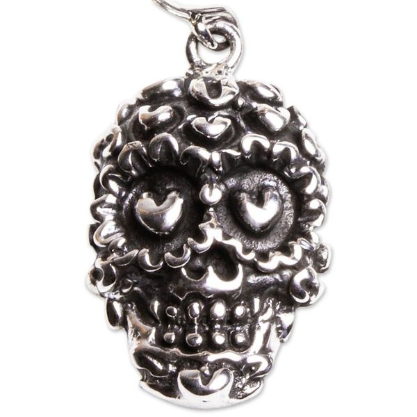 Alternate image for Taxco Sterling Silver Skull Earrings Deadly Love