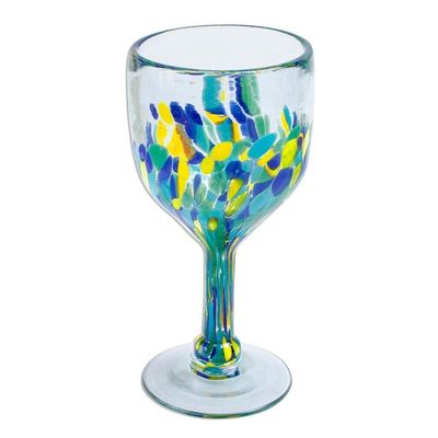 Alternate image for Colorful Recycled Wine Glasses from Mexico Set of 6 Tropical Confetti