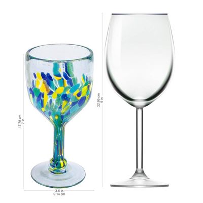 Alternate image for Colorful Recycled Wine Glasses from Mexico Set of 6 Tropical Confetti