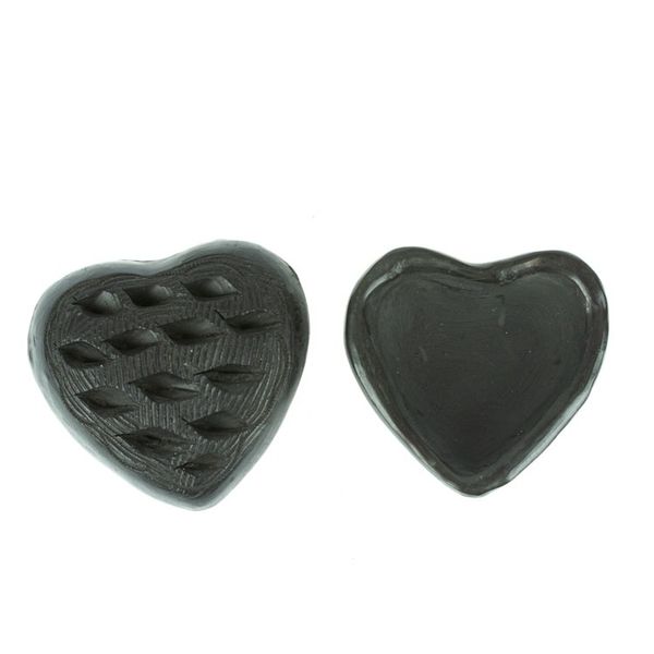 Alternate image for Barro Negro Black Ceramic Mini Jewelry Box Crafted in Mexico Heart Flakes