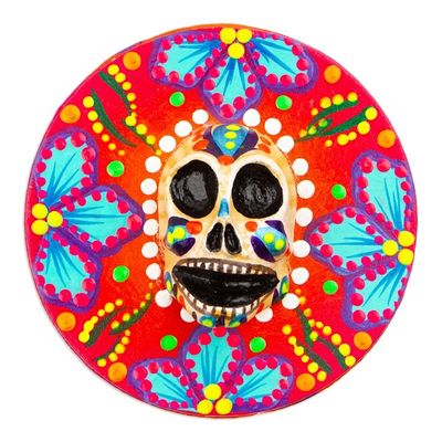 Alternate image for Papier Mache Skull Jewelry Box Made with Recycled Cardboard Skull in Red