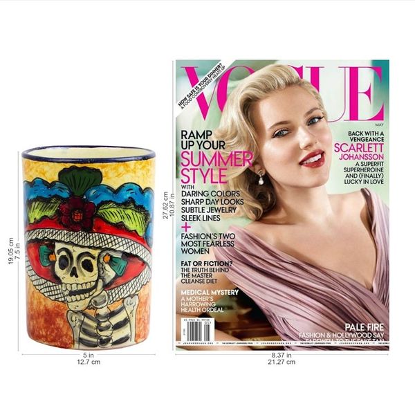 Alternate image for Ceramic Catrina Vase Hand Painted in Mexico Brilliant Catrina